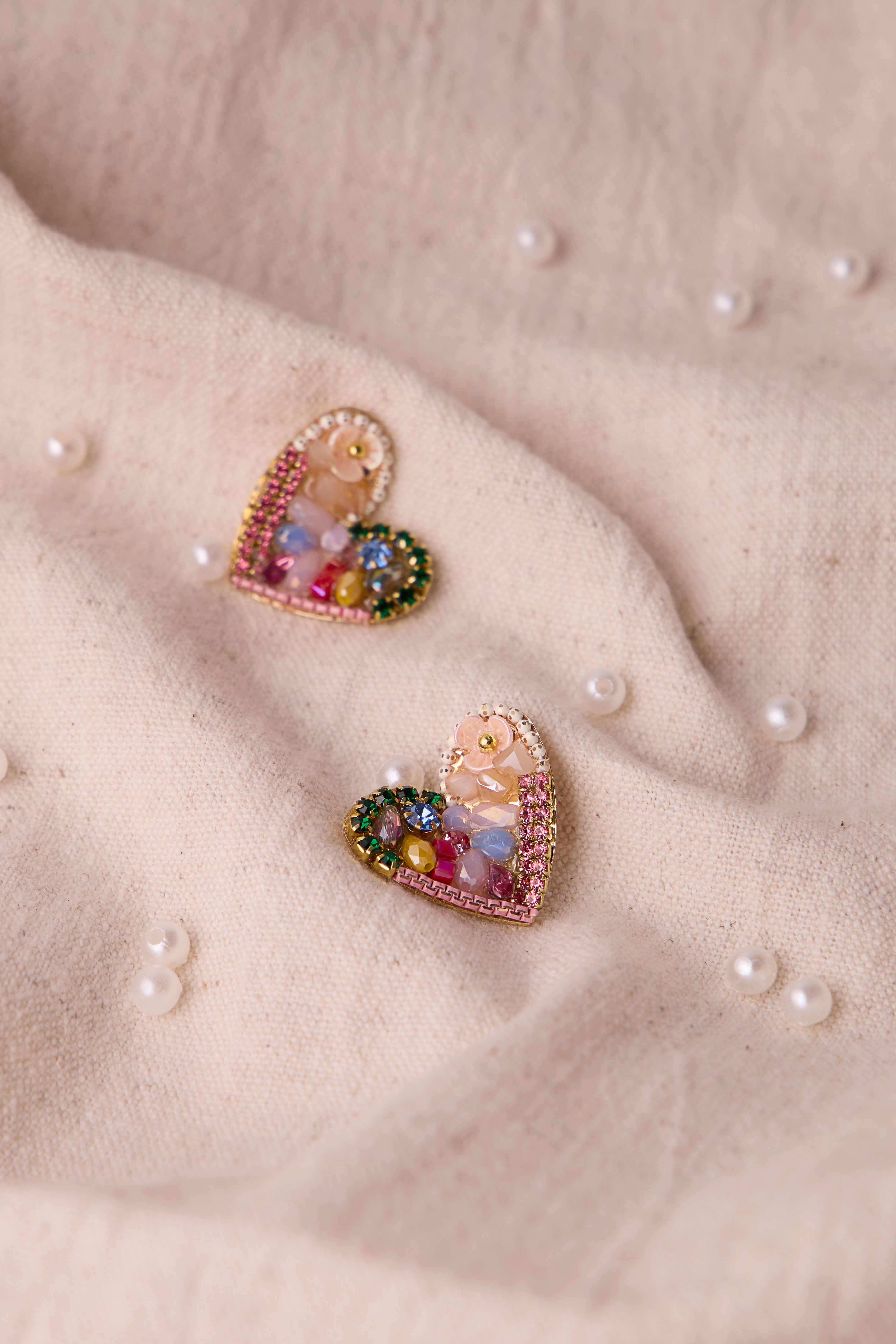 Multi-Colored Heart Studs