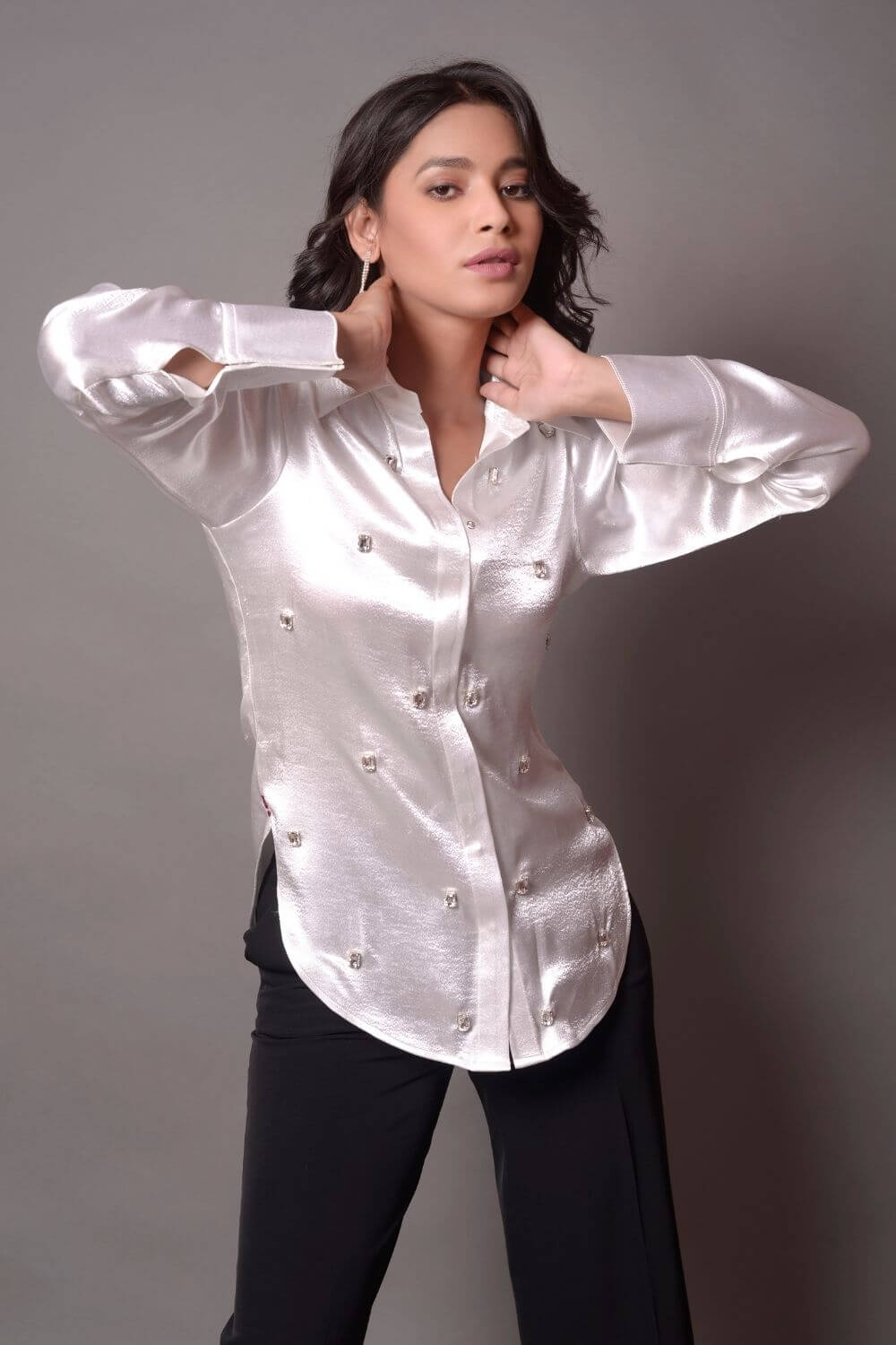 Cut-Out Embellished Shirt