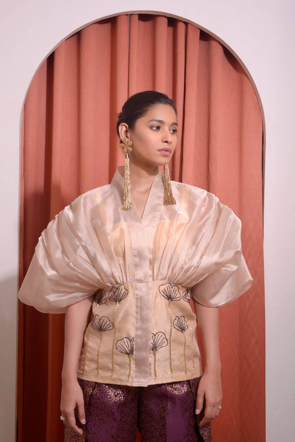 Organza Gathered Shirt