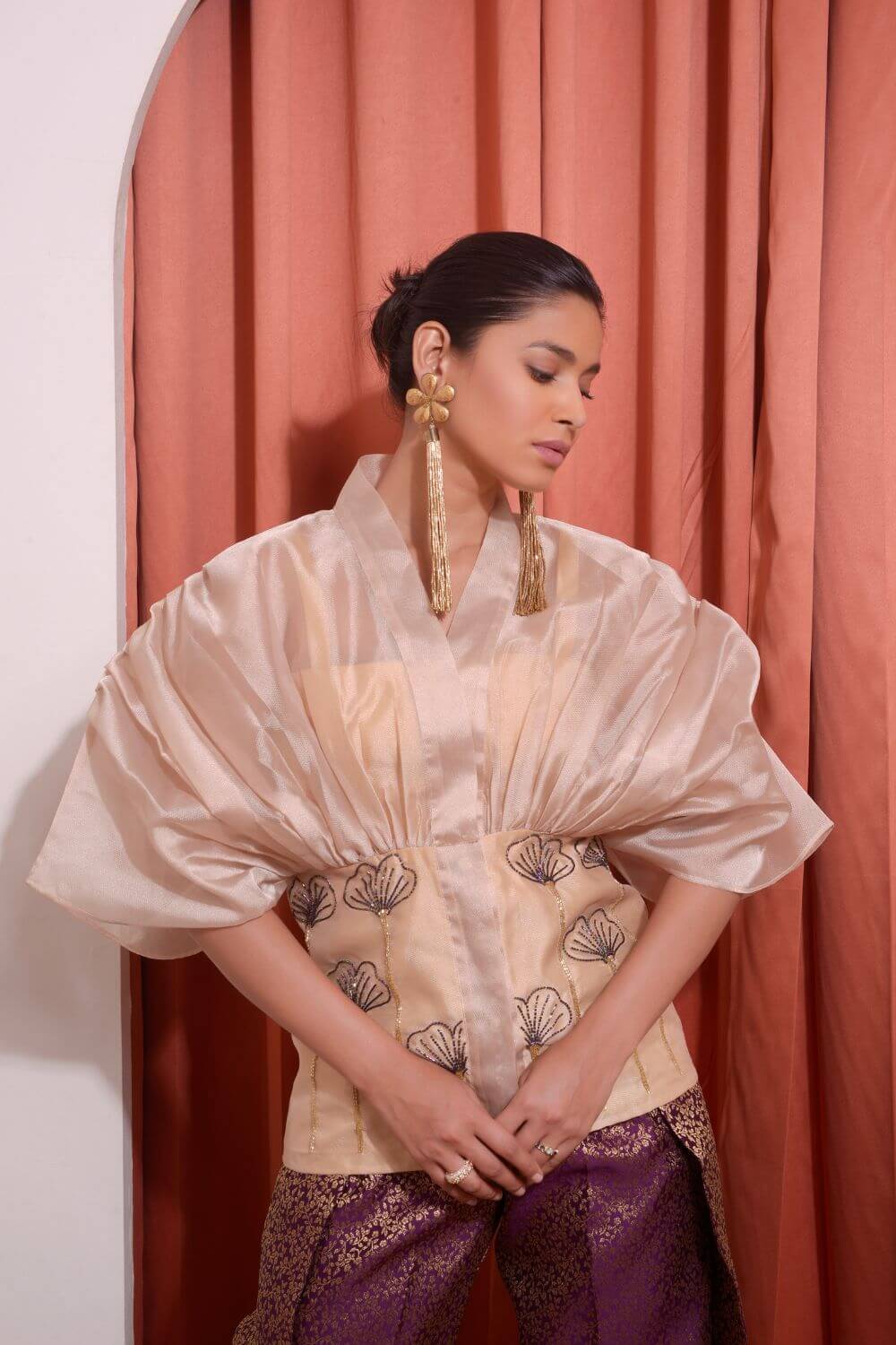 Organza Gathered Shirt