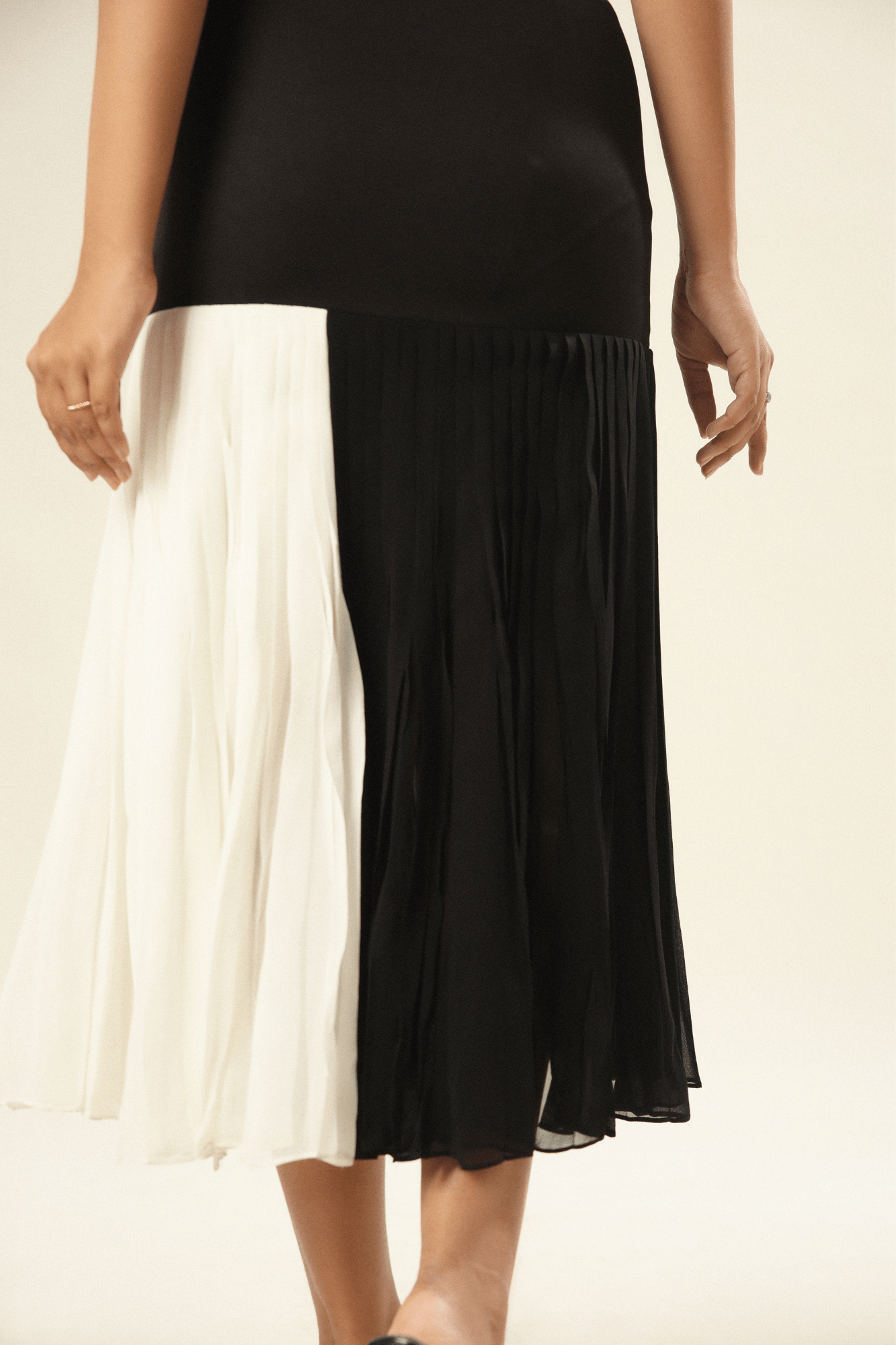 Monochrome Pleated Dress