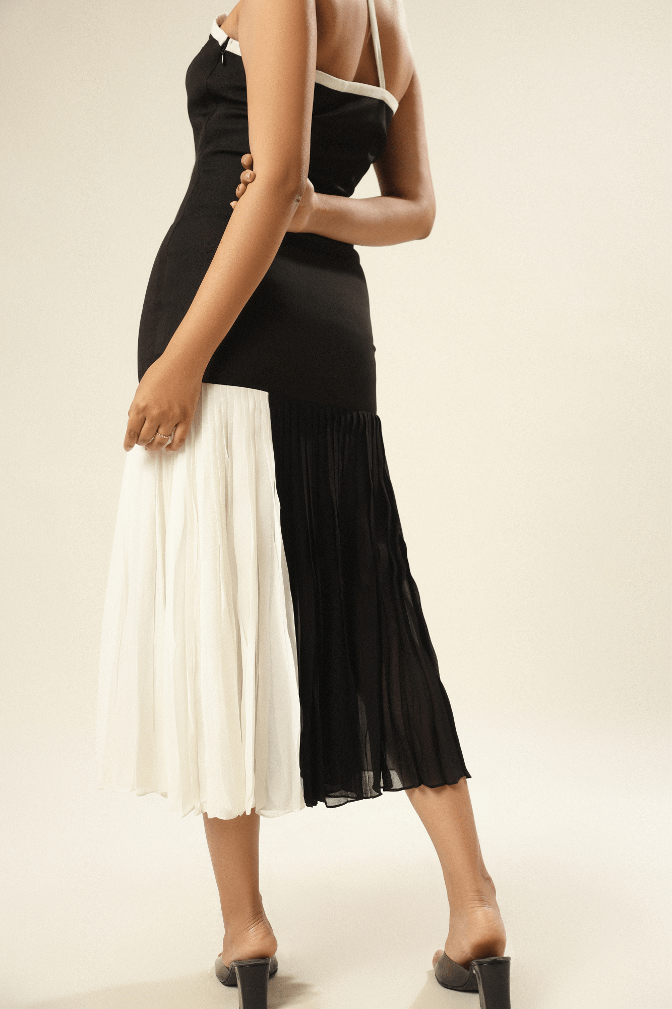 Monochrome Pleated Dress