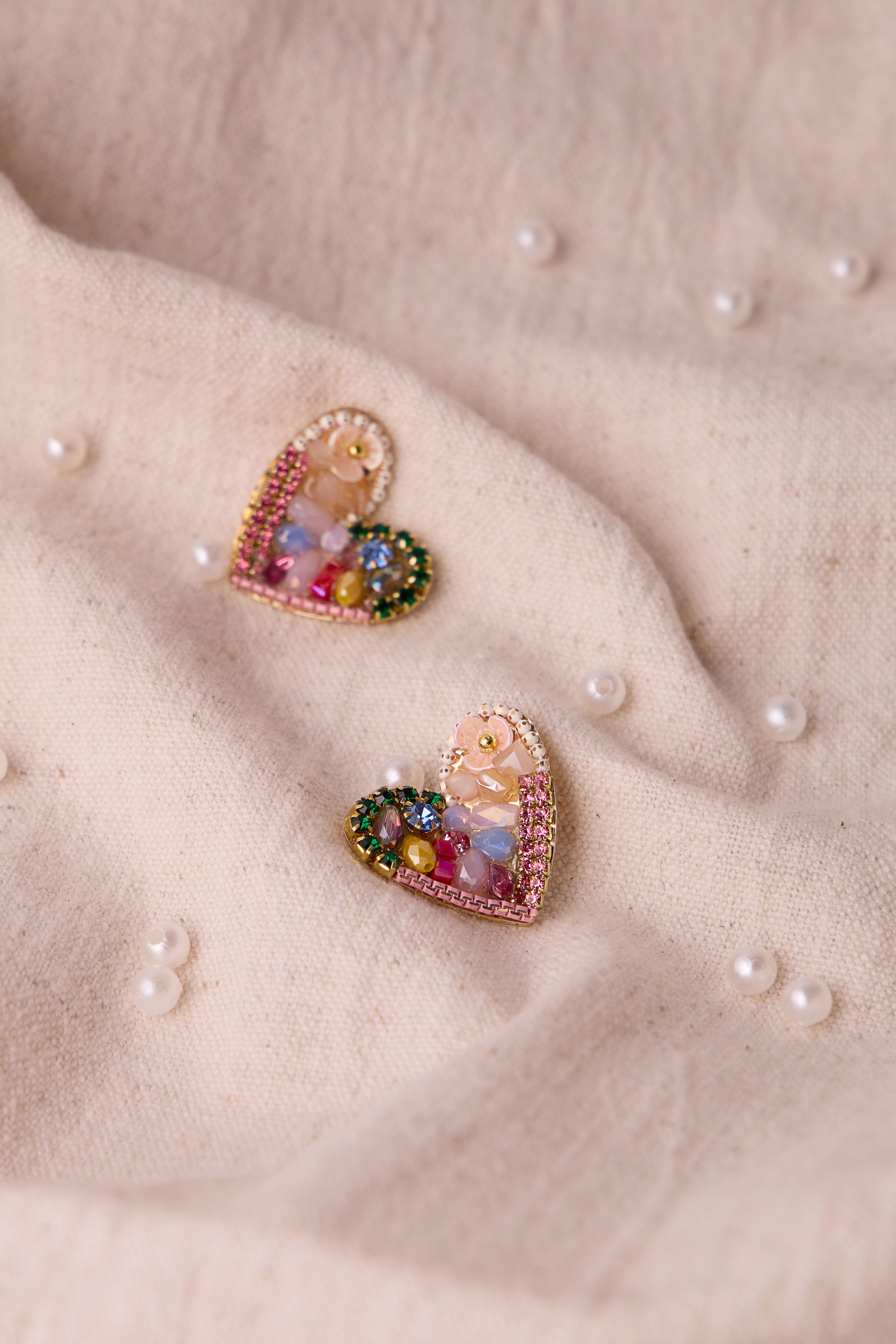 Multi-Colored Heart Stud