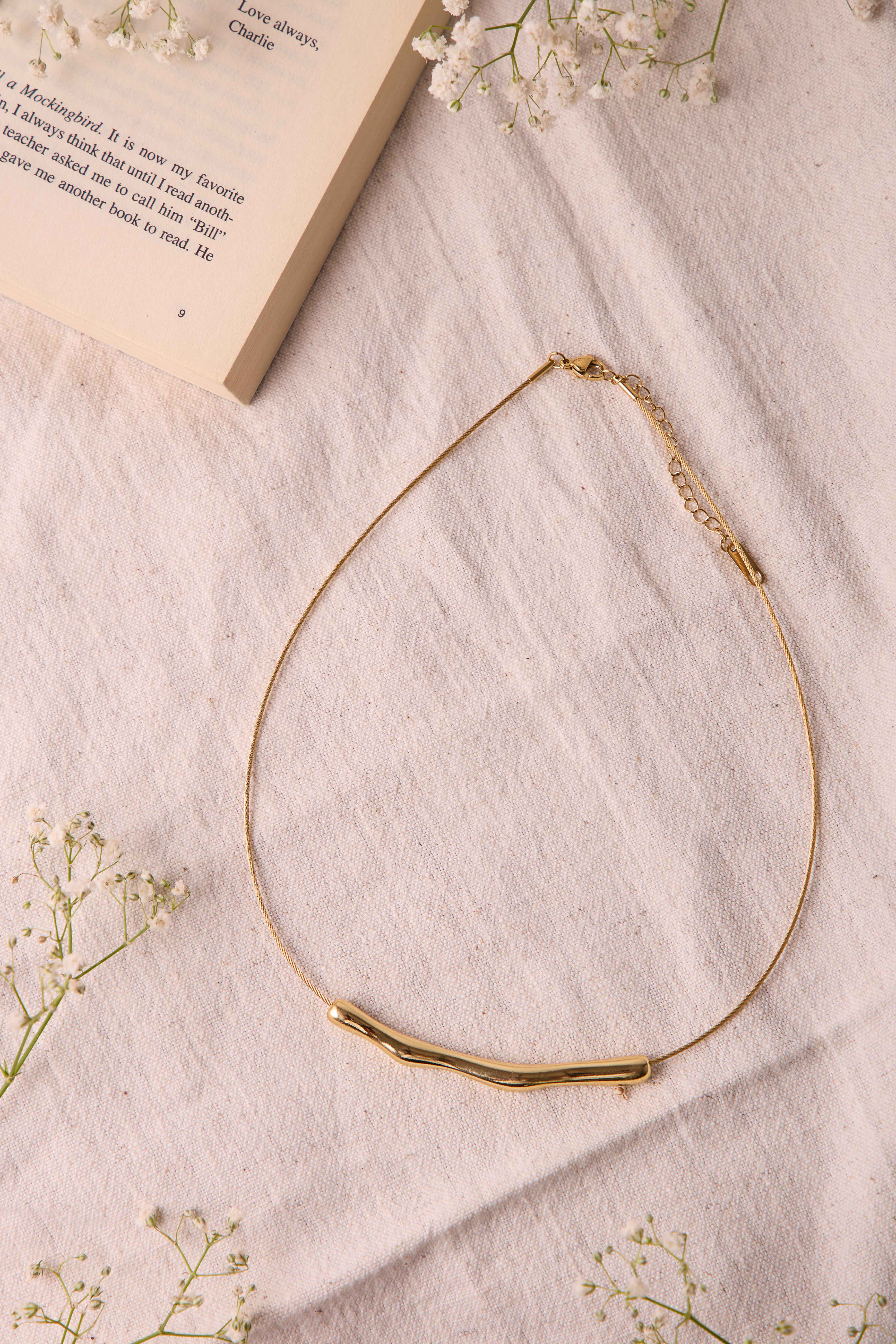 Bamboo Textured Slice Necklace