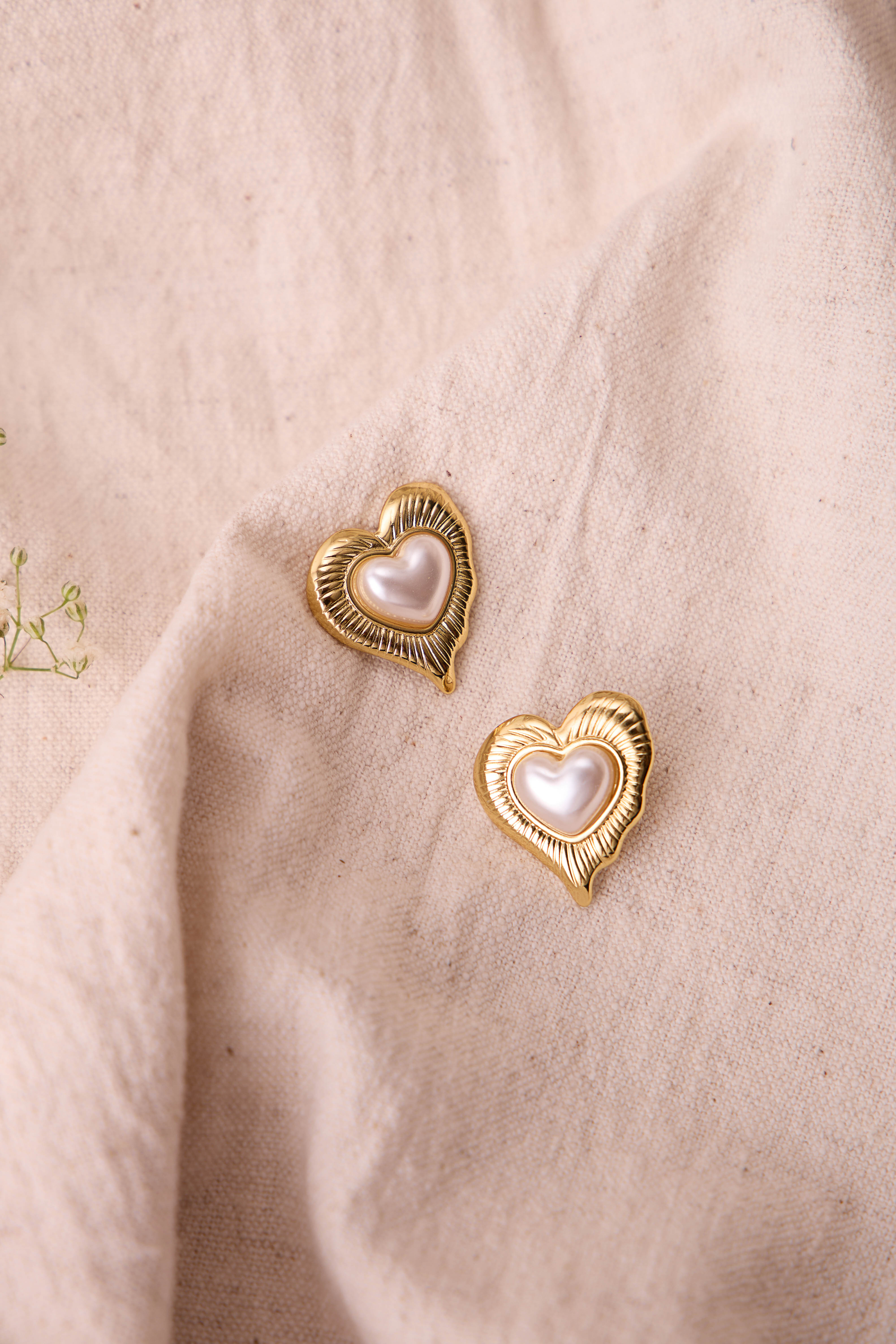 Pearl Heart Studs