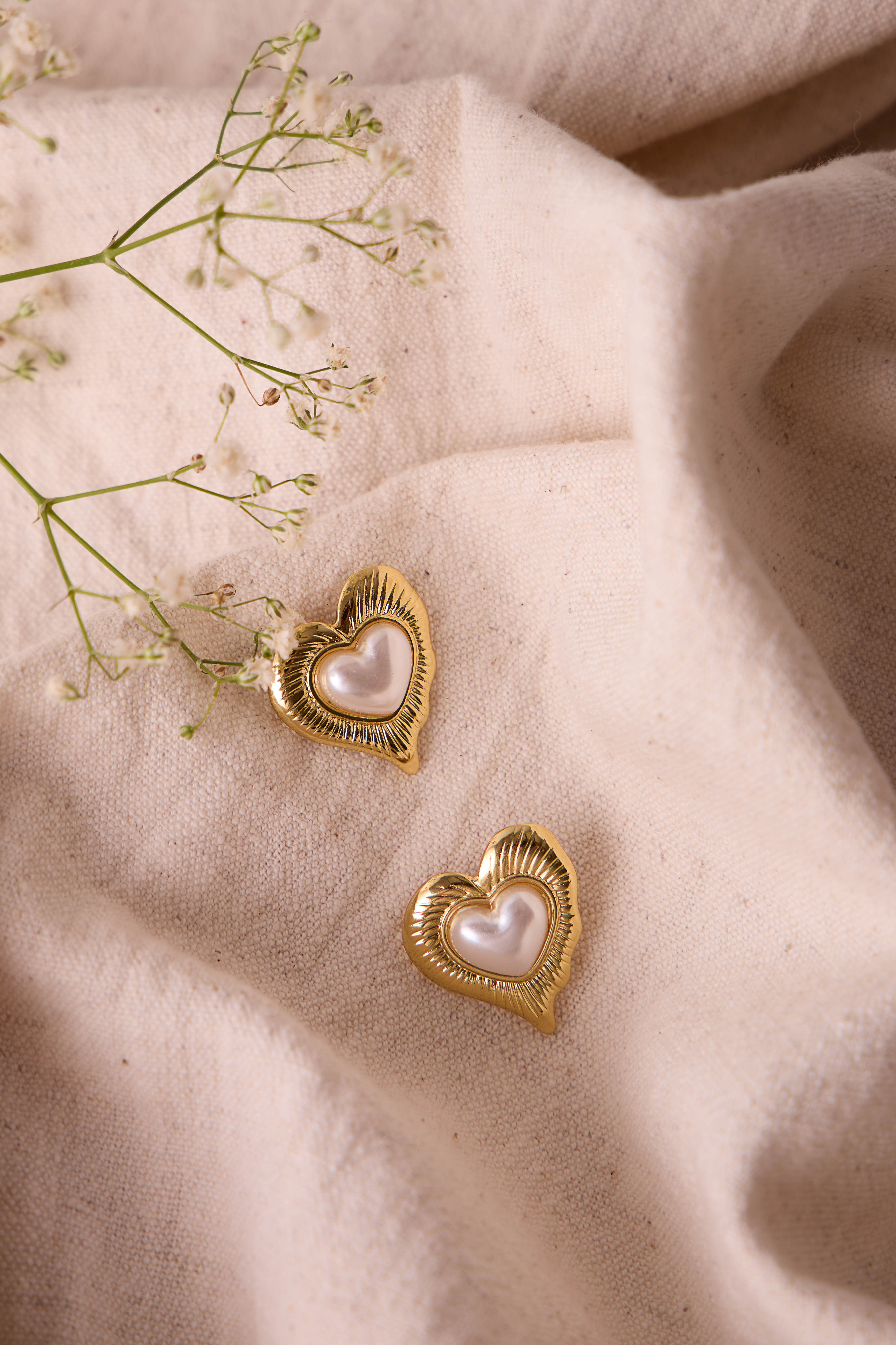 Pearl Heart Studs