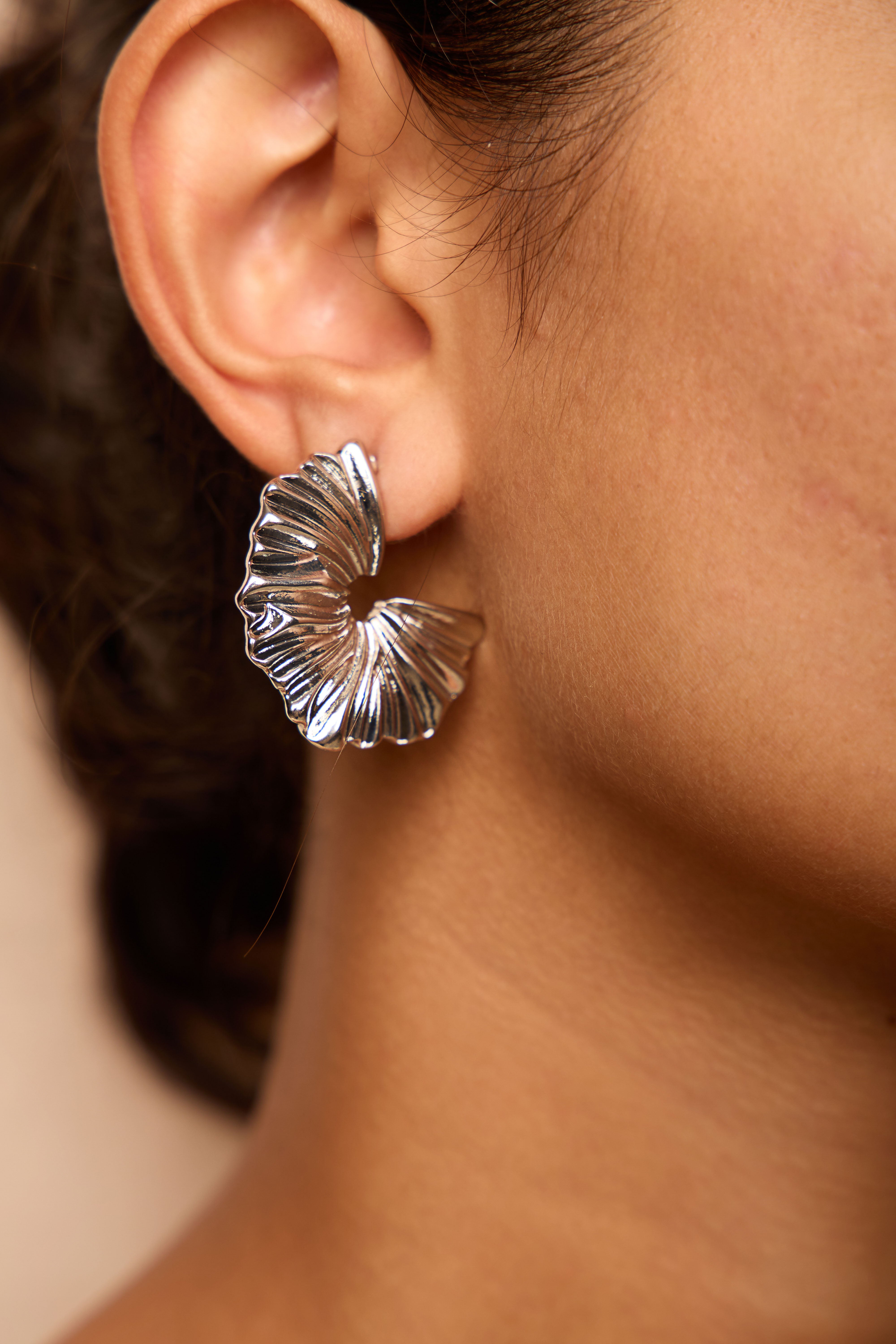 Hammered Silver Hoops