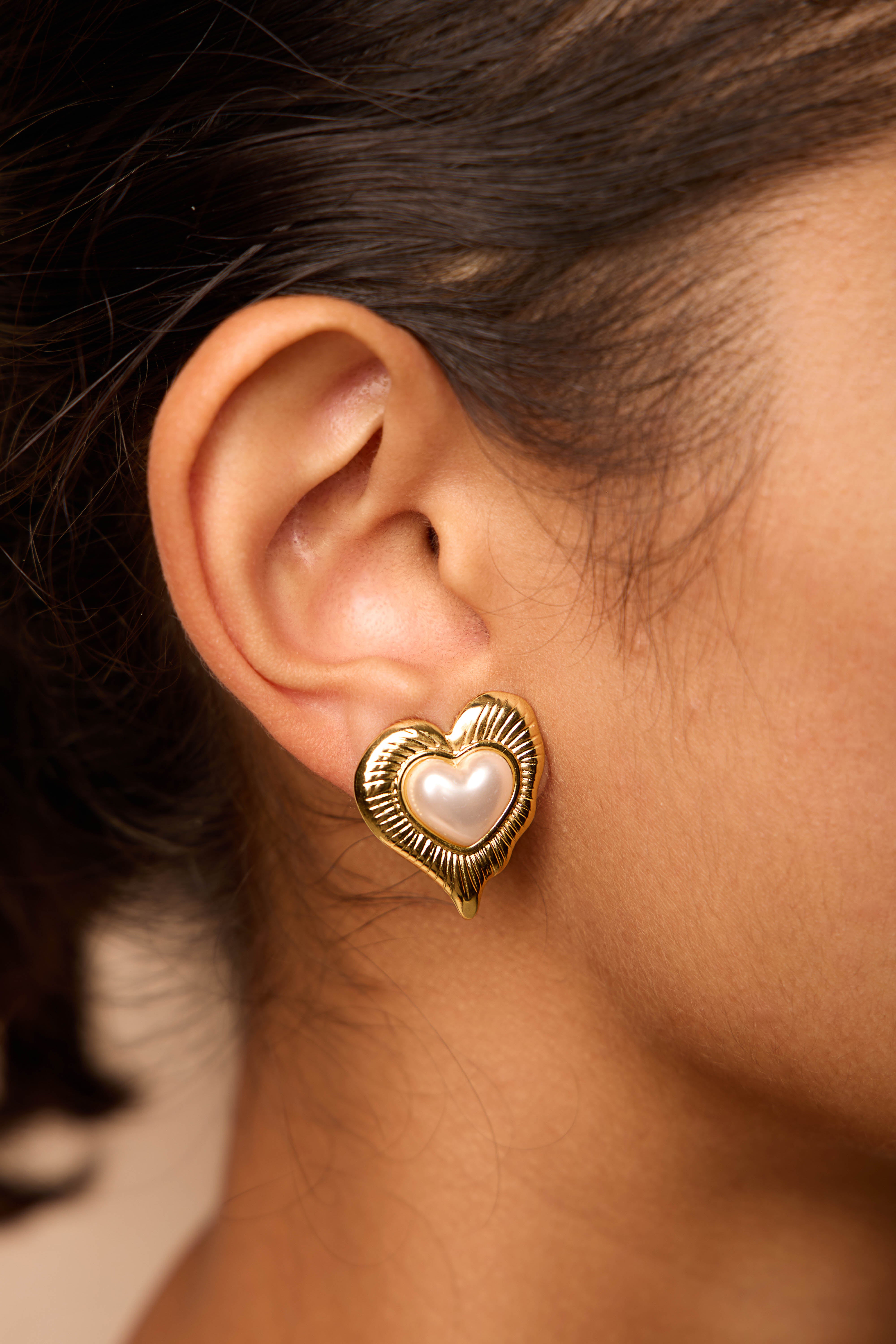 Pearl Heart Studs