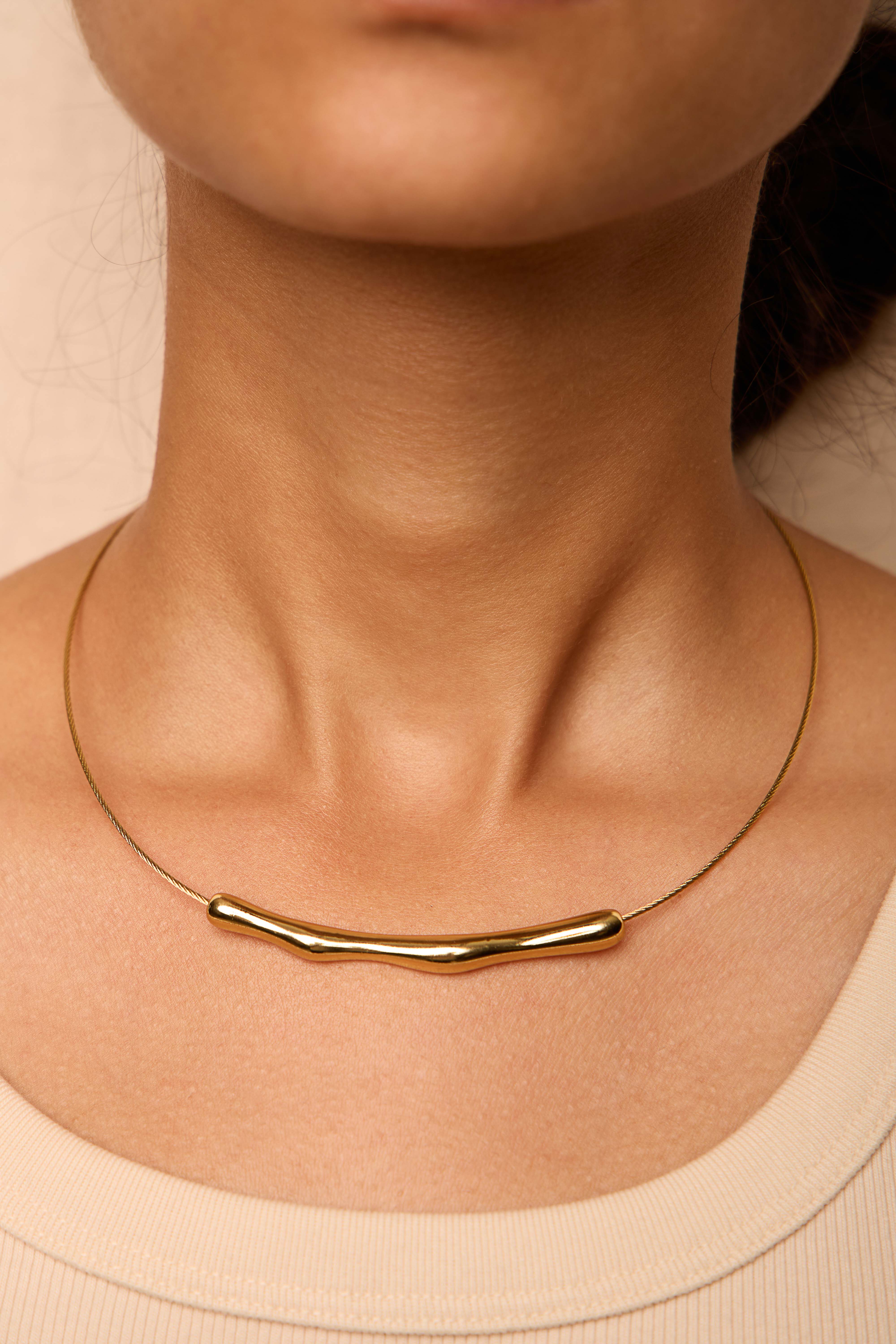 Bamboo Textured Slice Necklace